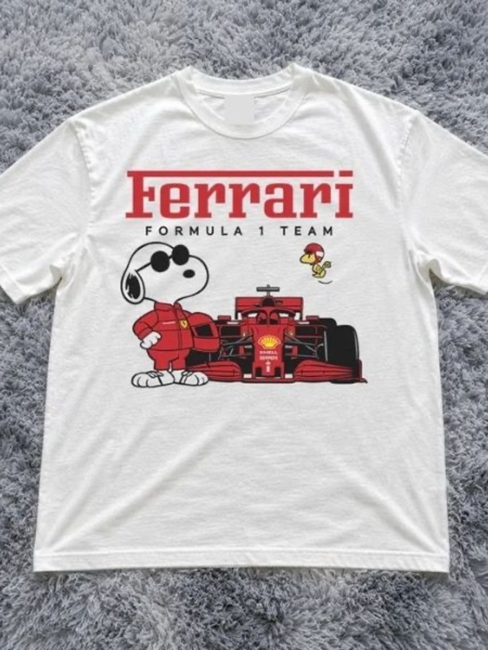 Ferrari x Snoopy White Graphic Tee